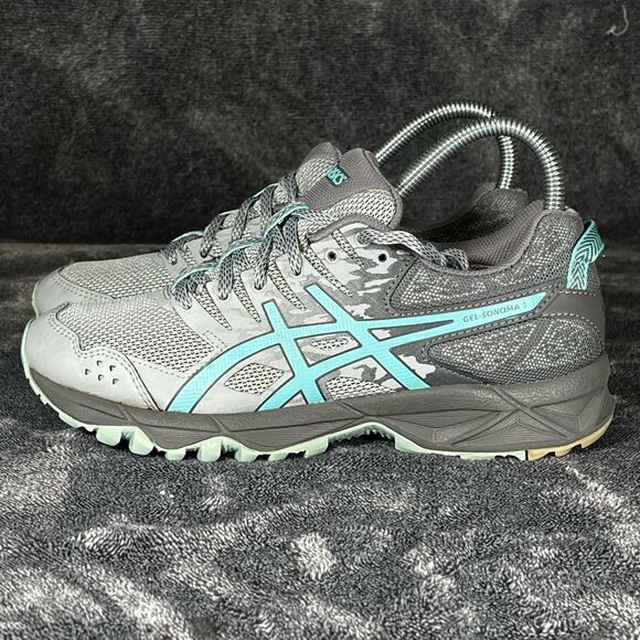 Asics Gel Sonoma 3 Womens Size 6 Gray Blue Running Shoes Lace Up Low Top - Picture 1 of 8